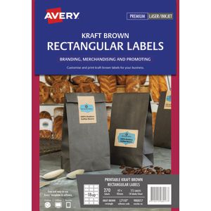 Avery Print-to-the-Edge Rectangle Labels Kraft Brown 270 Pack