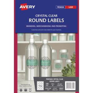 Avery Crystal Clear Round Labels Transparent 120 Pack