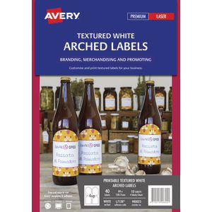 Avery Print-to-the-Edge Arched Labels Textured White 40 Pack
