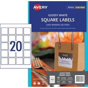 Avery Glossy Square Labels 45 x 45mm White 200 Pack