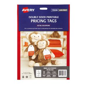 Avery Double Sided Printable Pricing Tags 89 x 51mm 50 Pack
