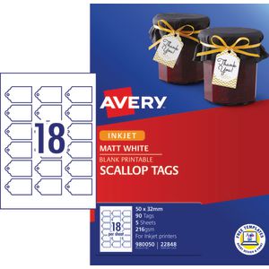 Avery Printable Scallop Pricing Tags 50 x 32mm 90 Pack