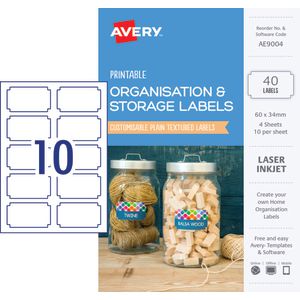 Avery Rectangle Organisation Labels 60 x 34mm White 40 Pack