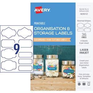 Avery Assorted Organisational Labels White 36 Pack