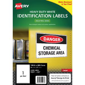 Avery Heavy Duty Labels White 2 UP 25 Pack
