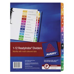 Avery Manilla Table of Contents Dividers with 12 Tabs