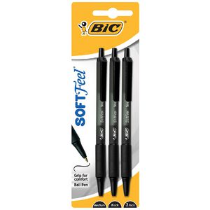 BIC Softfeel Retractable Ballpoint Pens Black 3 Pack