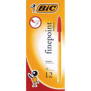 BIC Cristal Fine Point Ballpoint Pens Red 12 Pack