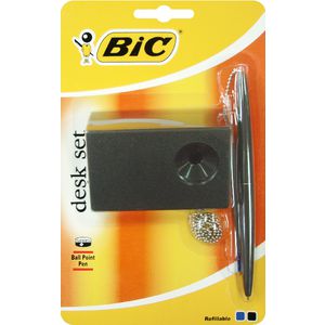 BIC Captive Desk Pen with Chain Solo Deluxe Desk Set