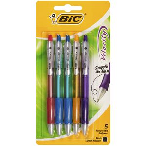 BIC Velocity Retractable Ballpoint Pens Assorted 5 Pack