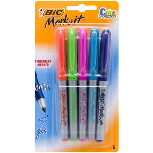 BIC Mark-It Fine Permanent Markers Assorted 5 Pack