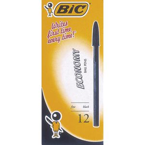 BIC Economy Fine Ballpoint Pens Black 12 Pack