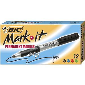 BIC Mark-It Fine Permanent Markers Black 12 Pack