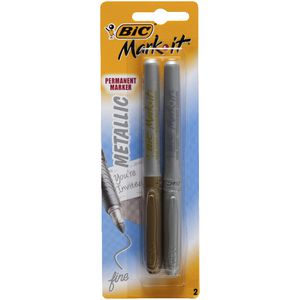 BIC Mark-it Metallic Permanent Markers Gold and Silver 2 Pack