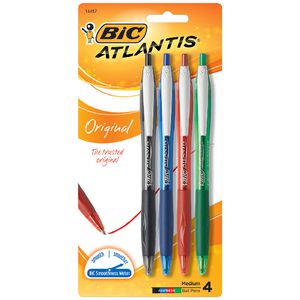 BIC Atlantis Retractable Ballpoint Pens Assorted 4 Pack