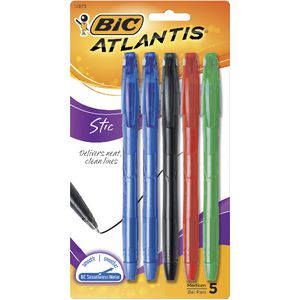 BIC Atlantis Stic Ballpoint Pens Assorted 5 Pack