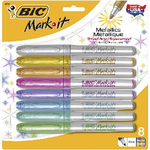 BIC Mark-It Fine Metallic Permanent Markers Assorted 8 Pack