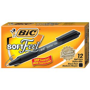 BIC Softfeel Ballpoint Pens Black 12 Pack