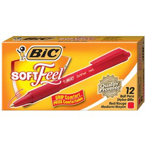 BIC Softfeel Ballpoint Pens Red 12 Pack
