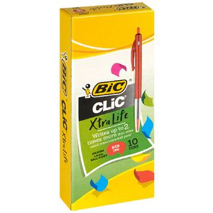 BIC Clic Retractable Ballpoint Pens Red 10 Pack