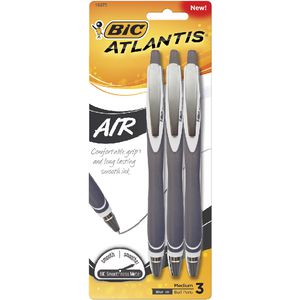BIC Atlantis Air Retractable Ballpoint Pens Black 3 Pack