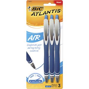BIC Atlantis Air Retractable Ballpoint Pens Blue 3 Pack