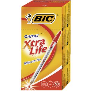 BIC Cristal Xtra Life Ballpoint Pens Red 50 Pack