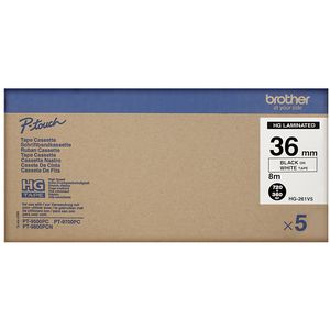 Brother High Grade Tape 36mm Black on White 5 Pack HG-261V5
