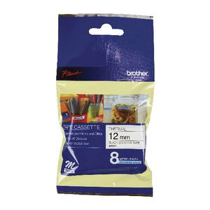 Brother Thermal M Tape 12 mm x 8 m Black on White