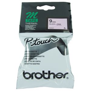 Brother Thermal M Tape 9mm x 8m Black on Pink