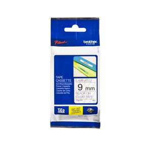 Brother Laminated Tape 9mm x 8m Black on Clear TZe-121