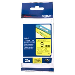 Brother Laminated Tape 9mm x 8m Black on Yellow TZe-621