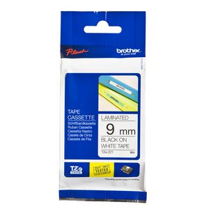 Brother Laminated Tape 9mm x 8m Black on White TZe-221