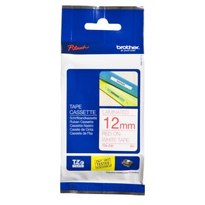 Brother Laminated Tape 12mm x 8m Red on White TZe-232