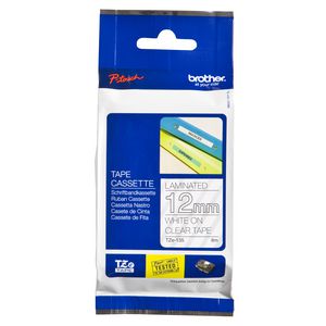 Brother Tape 12mm x 8m White on Clear TZe135