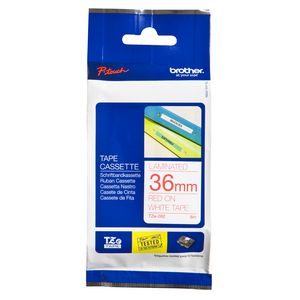 Brother Tape 36mm x 8m Red on White TZe-262