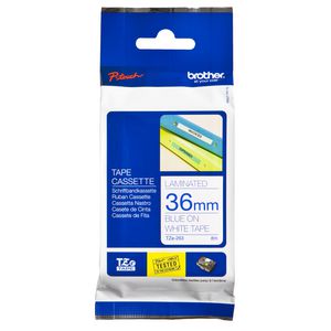 Brother Tape 36mm x 8m Blue on White TZe-263