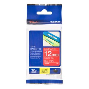 Brother Tape 12mm x 8m White on Red TZe-435