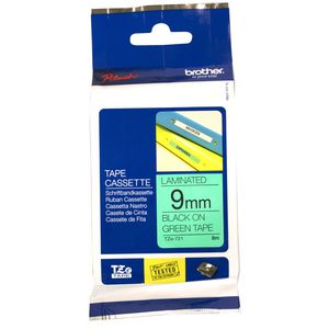 Brother Tape 9mm x 8m Black on Green TZe-721