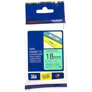 Brother Tape 18mm x 8m Black on Green TZe-741