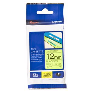 Brother Tape 12mm x 5m Black On Fluoro Yellow TZe-C31