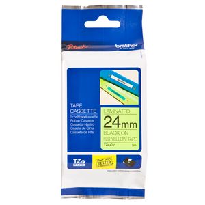 Brother Tape 24mm x 5m Black on Fluoro Yellow TZe-C51