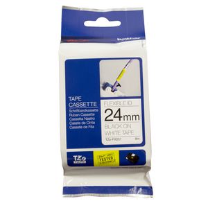 Brother Flexible ID Tape 24mm x 8m Black on White TZe-FX251
