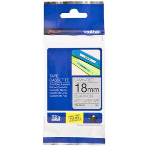 Brother Matte Tape 18mm x 8m Black on Silver TZe-M941