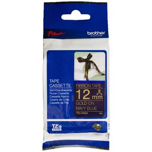 Brother Ribbon Tape 12mm x 4m Gold on Blue TZe-RN34