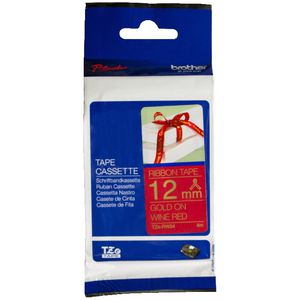 Brother Ribbon Tape 12mm x 4m Gold on Red TZe-RW34