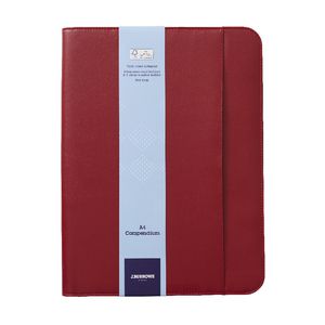 J.Burrows A4 Flat Compendium Zip Closure Red