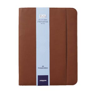 J.Burrows A4 Flat Compendium Zip Closure Brown