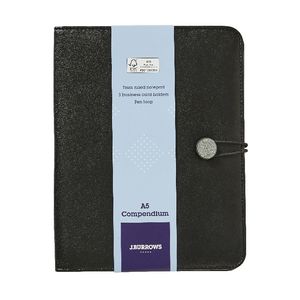 J.Burrows A5 Flat Compendium Button Closure Black