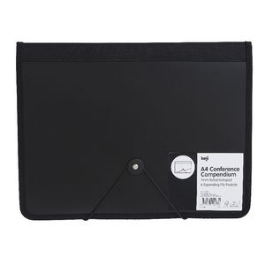 J.Burrows A4 Conference Compendium Elastic Strap Black